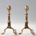 Pair of Bell Metal and Iron Lemontop Andirons