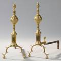 Pair of Federal Brass and Iron Urntop Andirons