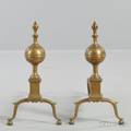 Pair of Brass and Iron Balltop Andirons