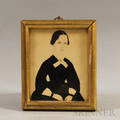 Attributed to Jane A Davis ConnecticutRhode Island 18211855 Portrait of a Seated Woman in a Black Dress