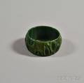 Bakelite Wide Carved Green Bangle