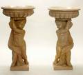 257 IMPRESSIVE PAIR OF MARBLE FIGURAL BIRD BATHSItali