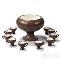Clewell Copperclad Pottery Punch Bowl with Ten Cups