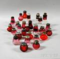 Twentynine Ruby and Cranberry Glass Salt Shakers