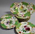 Set of Twelve Continental Floraldecorated Porcelain Plates