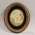 Framed Oval Silk Needlework Picture