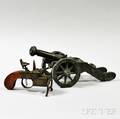 Miniature Patinated Bronze Cannon and a Dunhill Tinder Pistol