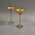 Pair of Floraletched and Gilt Colorless Glass Tazza