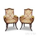 Pair of Art Moderne Carved and Upholstered Armchairs