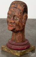 Carved and painted bust of an African American