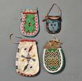 Four Plains Ushaped Beaded Hide Pouches