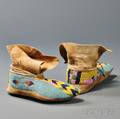 Pair of Plateau Beaded Hide Moccasins