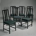 Six Contemporary Blacklacquered Dining Chairs