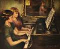 American School 20th Century Two Girls at the Piano