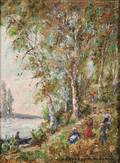 Anne Rogers Minor American 18641947 Figures in a Riverscape