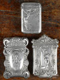 Three sterling silver match vesta safes