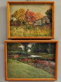 George Arthur Hays American 18541934 Two Framed Landscapes Barn in Autumn