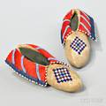 Pair of Beaded Cloth and Hide Kickapoo Childs Moccasins