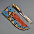 Large Blackfeet Beaded Buffalo Hide Knife Sheath