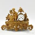 Giltbrass Figural Mantel Clock