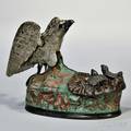 Painted Cast Iron Mechanical Eagle and Eaglets Bank