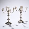 Pair of Elizabeth II Sterling Silver Fivelight Convertible Candelabra