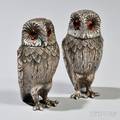 Pair of Elizabeth II Sterling Silver Owlform Shakers