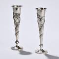 Pair of Chinese Export Silver Vases
