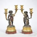 Pair of Louis XVIstyle Patinated and Giltbronze Twolight Candelabra