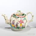 White Saltglazed Stoneware Polychrome Enameldecorated Teapot and Cover
