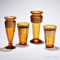 Four Moser Amber Glass Vases