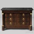 French Empire Mahogany and Marbletop Commode