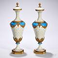 Pair of Bronzemounted Sevrestype Porcelain Vases and Covers
