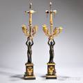 Pair of Empirestyle Bronze Fourlight Candelabra