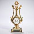 Bronze and Alabaster Lyre Clock