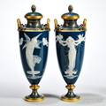 Pair of Mintons Louis Solon Decorated PatesurPate Vases and Covers