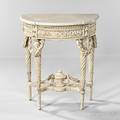 Louis XVIstyle Whitepainted Marbletop Console Table