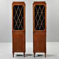 Pair of Edwardian Inlaid Mahogany China Cabinets