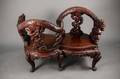 Chinese Carved Hardwood TeteaTete