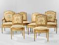 Six Louis XVIstyle Giltwood Dining Chairs
