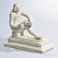 Staffordshire White Saltglazed Stoneware Figure of Spinario