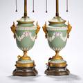 Pair of Wedgwood Tricolor Jasper Dip Lamp Bases