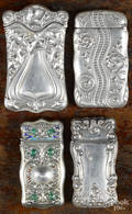 Four sterling silver match vesta safes