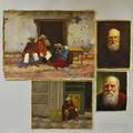 F Jara Caldas Ecuadorian 20th Century Four Unstretched Oils on Canvas Two Portrait Heads of a Man with a White Beard one smoking