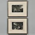 John Martin British 17891854 Two Framed Mezzotints Belshazzars Feast
