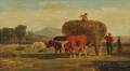 American School 19th20th Century Hay Harvest Scene with Two Bulls
