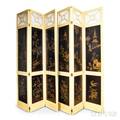 Pair of Modern Chinoiseriedecorated Threepanel Screens