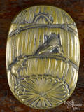 Embossed brass mice and basket match vesta safe