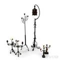 Two Pairs of Candelabra a Floor Lamp and a Torchere