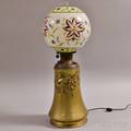 Bradley  Hubbard Brass and Enameled Glass Lamp